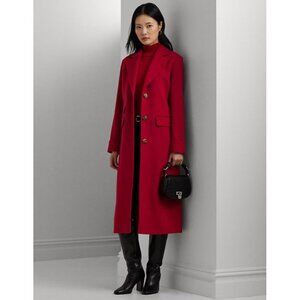 🆕RALPH LAUREN Longline Reefer Coat Wool Blend 6 Red